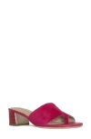 Donald Pliner Snakeskin Embossed Block Heel Sandal In Magenta