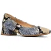 Donald Pliner Snakeskin Print Mid Heel Pump In Light Deni