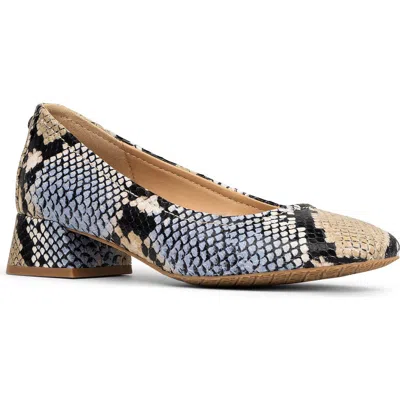 Donald Pliner Snakeskin Print Mid Heel Pump In Light Deni
