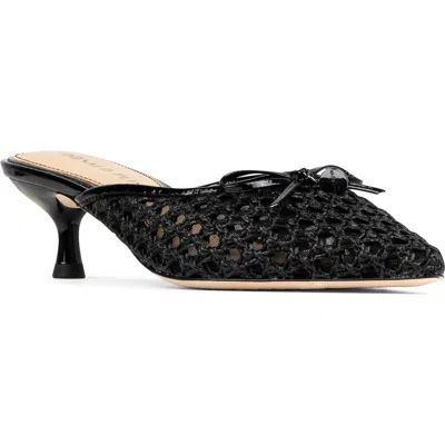 Donald Pliner Soel Woven Raffia Bow Mule In Black