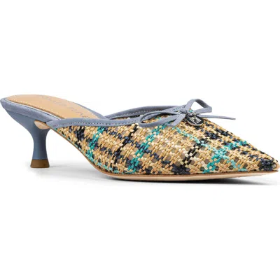 Donald Pliner Soel Woven Raffia Bow Mule In Navy Multi
