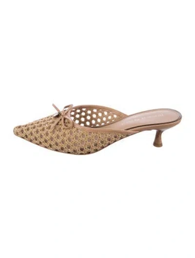 Pre-owned Donald Pliner Straw Patterned Mules In Gold
