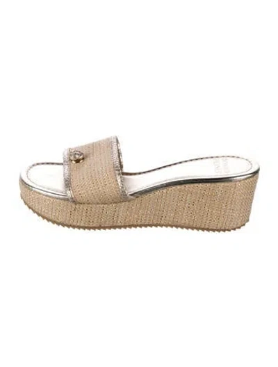 Pre-owned Donald Pliner Straw Printed Espadrilles In Neutrals