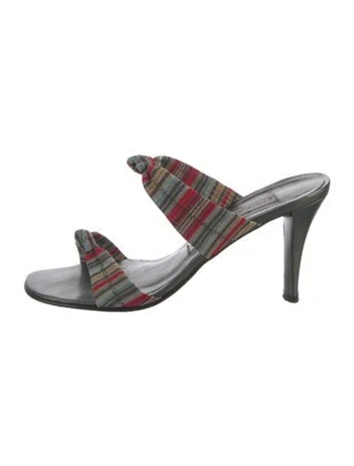 Pre-owned Donald Pliner Striped Slides In Silver