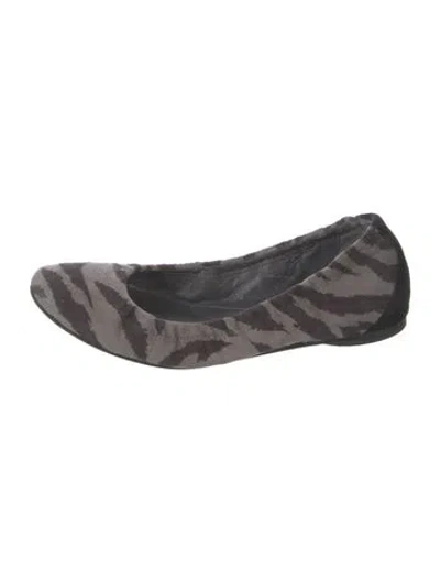 Pre-owned Donald Pliner Suede Animal Print Ballet Flats In Brown
