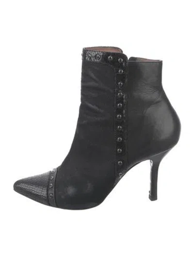 Pre-owned Donald Pliner Suede Animal Print Boots In Black