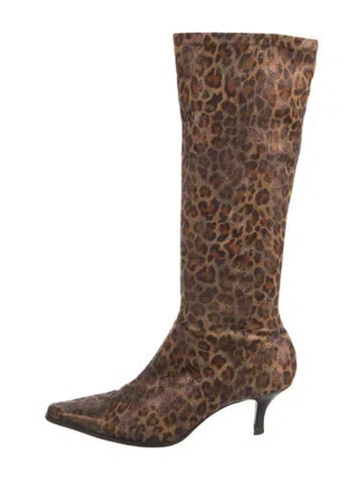 Pre-owned Donald Pliner Suede Animal Print Boots In Neutral