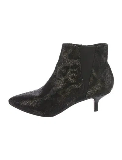Pre-owned Donald Pliner Suede Animal Print Chelsea Boots In Black