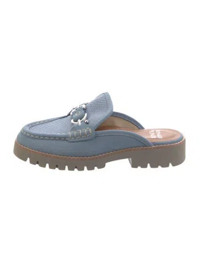 Pre-owned Donald Pliner Suede Animal Print Mules In Blue
