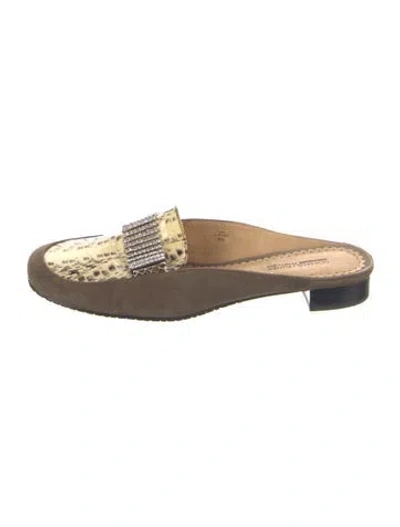 Pre-owned Donald Pliner Suede Animal Print Mules In Gold