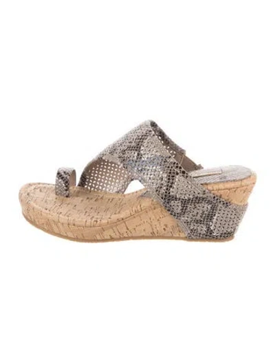 Pre-owned Donald Pliner Suede Animal Print Sandals In Blue