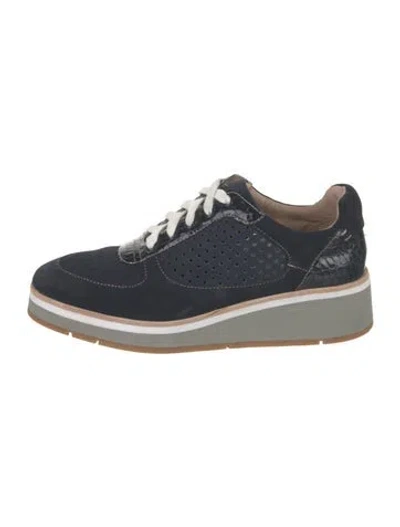 Pre-owned Donald Pliner Suede Animal Print Sneakers In Blue