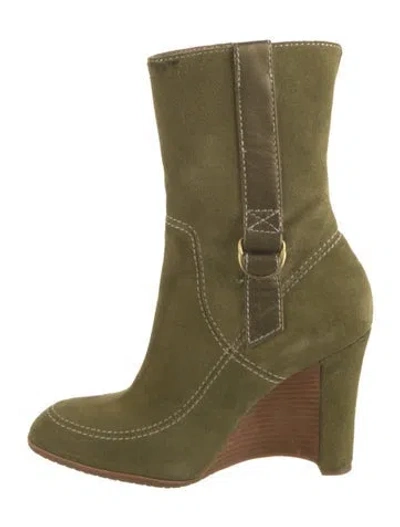 Pre-owned Donald Pliner Suede Boots In Green
