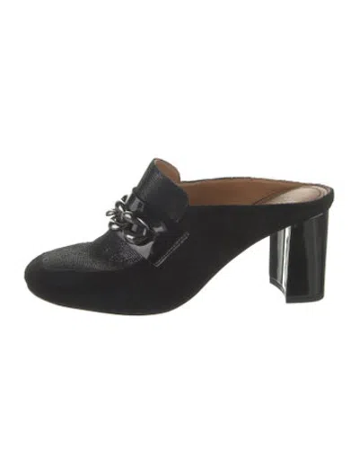 Pre-owned Donald Pliner Suede Chain-link Accents Mules In Black