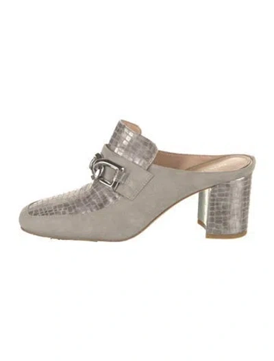 Pre-owned Donald Pliner Suede Chain-link Accents Mules In Gray