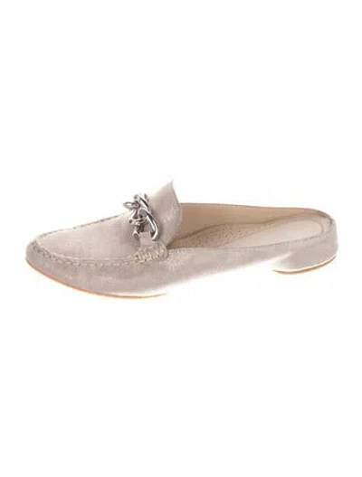 Pre-owned Donald Pliner Suede Chain-link Accents Mules In Neutrals