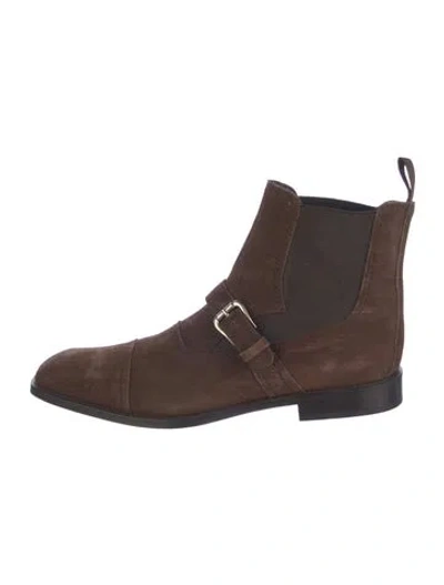 Pre-owned Donald Pliner Suede Chelsea Boots In Brown