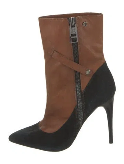 Pre-owned Donald Pliner Suede Colorblock Pattern Boots In Brown
