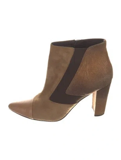Pre-owned Donald Pliner Suede Colorblock Pattern Boots In Brown