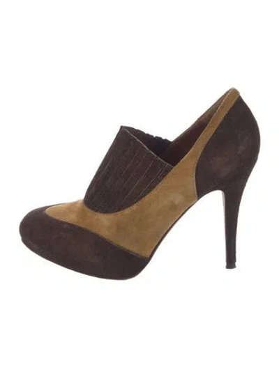 Pre-owned Donald Pliner Suede Colorblock Pattern Pumps In Brown
