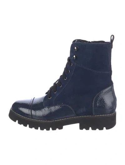 Pre-owned Donald Pliner Suede Combat Boots In Blue