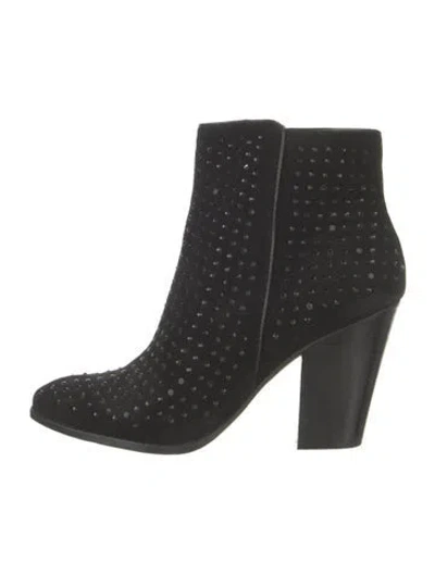 Pre-owned Donald Pliner Suede Crystal Embellishments Boots In Black