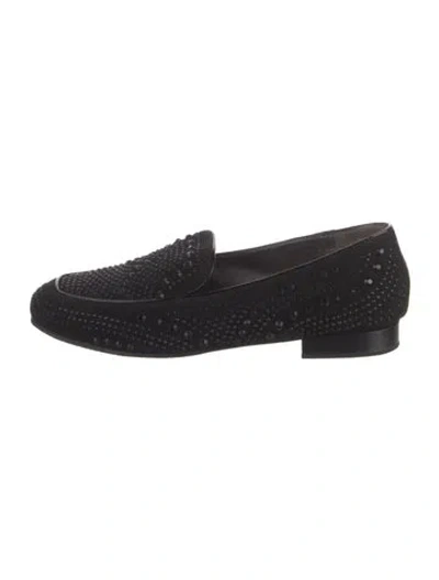 Pre-owned Donald Pliner Suede Crystal Embellishments Loafers In Black