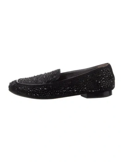 Pre-owned Donald Pliner Suede Crystal Embellishments Loafers In Black