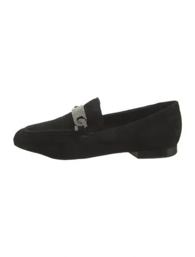 Pre-owned Donald Pliner Suede Crystal Embellishments Loafers W/ Tags In Black