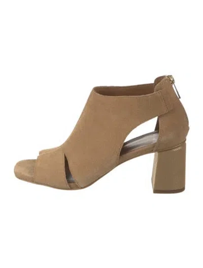 Pre-owned Donald Pliner Suede Cutout Accent Slingback Pumps In Brown