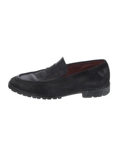 Pre-owned Donald Pliner Suede Dress Loafers In Black