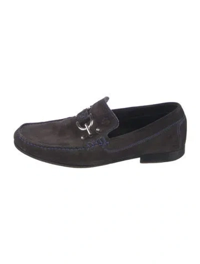 Pre-owned Donald Pliner Suede Dress Loafers In Black