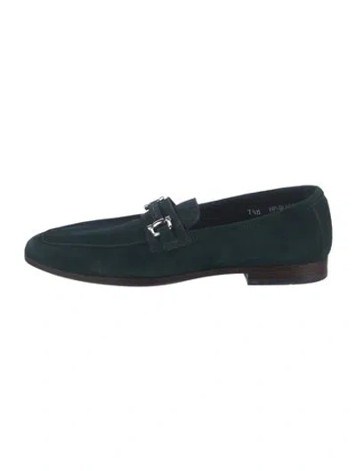 Pre-owned Donald Pliner Suede Dress Loafers In Green