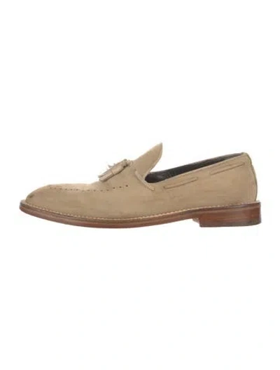 Pre-owned Donald Pliner Suede Dress Loafers In Neutral