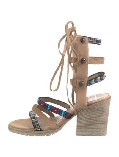 Pre-owned Donald Pliner Suede Gladiator Sandals In Neutral