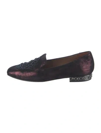 Pre-owned Donald Pliner Suede Graphic Print Loafers In Gray