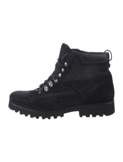 Pre-owned Donald Pliner Suede Hiking Boots In Black