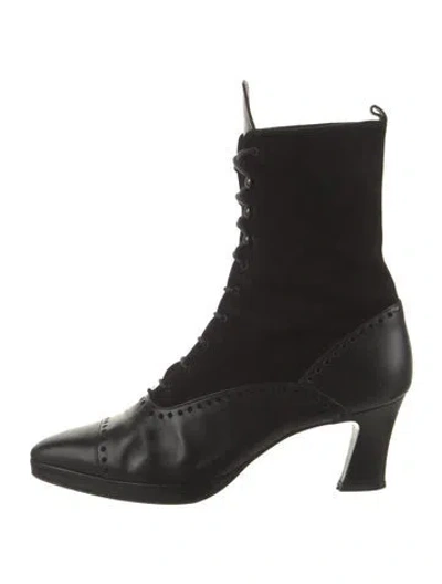 Pre-owned Donald Pliner Suede Lace-up Boots In Black