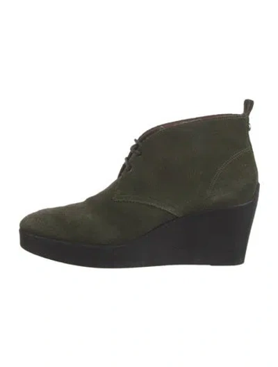 Pre-owned Donald Pliner Suede Lace-up Boots In Green