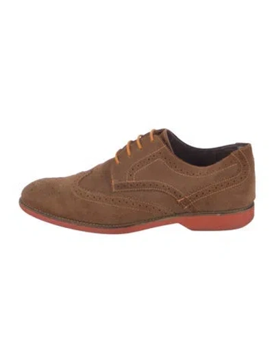 Pre-owned Donald Pliner Suede Lasercut Accents Brogues In Brown