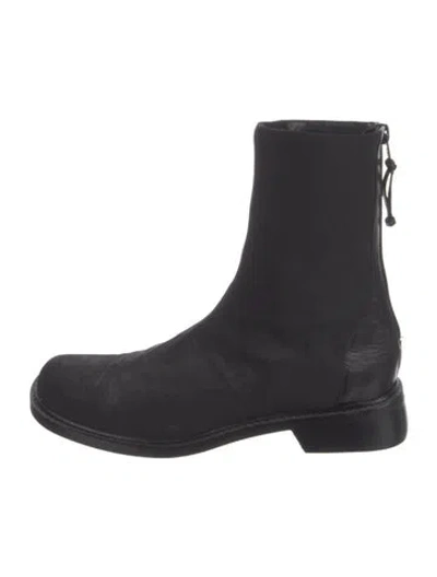 Pre-owned Donald Pliner Suede Leather Trim Embellishment Boots In Black