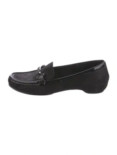 Pre-owned Donald Pliner Suede Loafers In Black