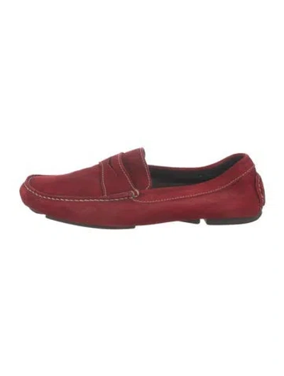 Pre-owned Donald Pliner Suede Loafers In Red