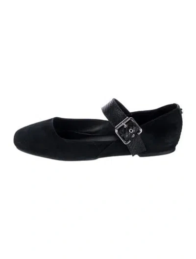 Pre-owned Donald Pliner Suede Mary Jane Flats In Black
