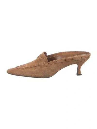 Pre-owned Donald Pliner Suede Mules In Brown