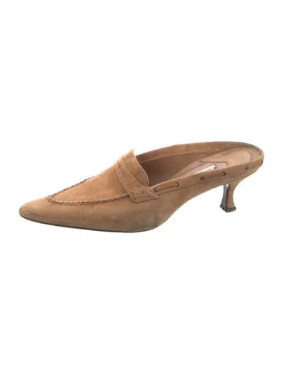 Pre-owned Donald Pliner Suede Mules In Brown