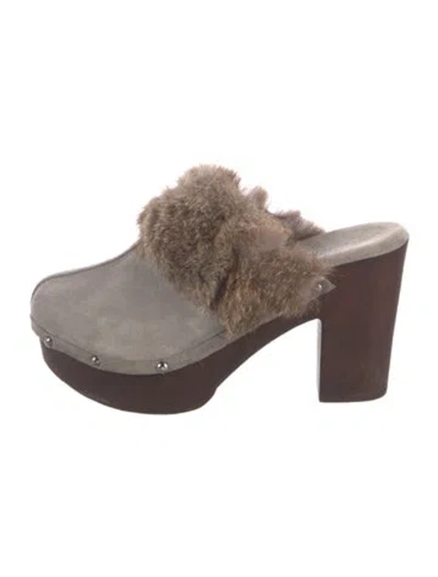 Pre-owned Donald Pliner Suede Mules In Gray