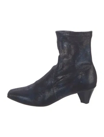 Pre-owned Donald Pliner Suede Patterned Boots In Blue