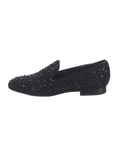 Pre-owned Donald Pliner Suede Patterned Loafers In Black