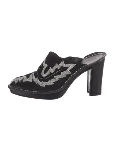 Pre-owned Donald Pliner Suede Patterned Mules In Black